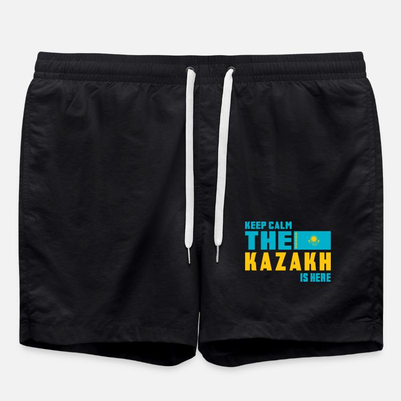 Keep Calm Kazakhstan flag design - Swim Trunks - black