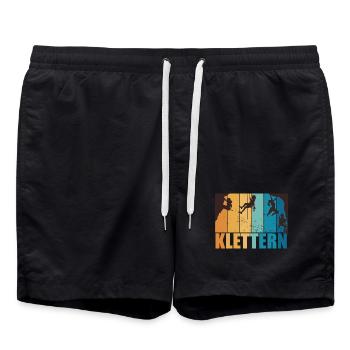 Klettern Bouldern Bergsteigen Berge Vintage - Badeshorts - Schwarz - Vorne - AI Model Male 185 light (185cm)