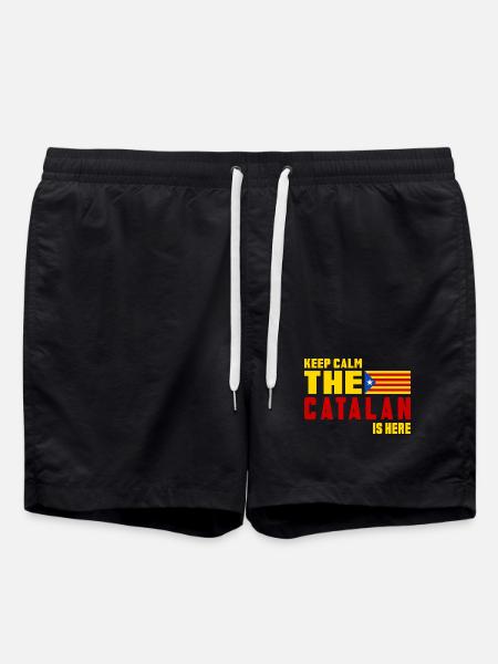 Keep Calm Catalonia flag design - Swim Trunks - black