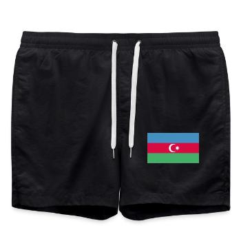Aserbaidschan Flagge Bayrak - Badeshorts - Schwarz - Vorne - AI Model Male 185 light (185cm)