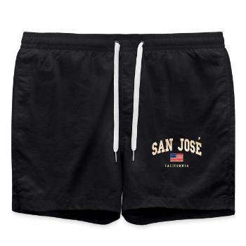 Drapeau vintage de San Jose Californie - Short de bain - noir - Devant - AI Model Male 185 light (185cm)