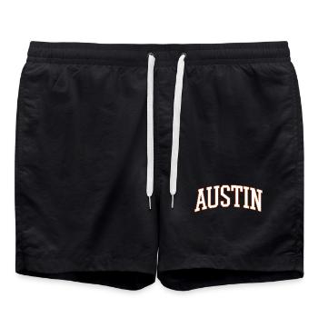 Police d’Arc de l’équipe universitaire d’Austin - Short de bain - noir - Devant - AI Model Male 185 light (185cm)