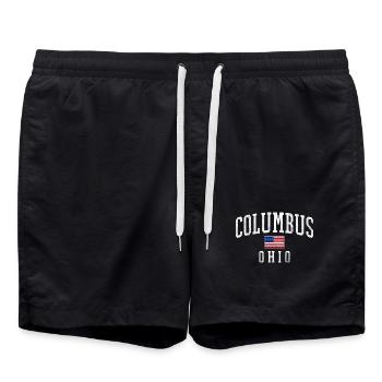 Columbus Ohio Emblem mit US-Flagge - Badeshorts - Schwarz - Vorne - AI Model Male 185 light (185cm)
