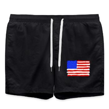 Painted American Flag - Swim Trunks - black - Front - AI Model Male 185 light (185cm)