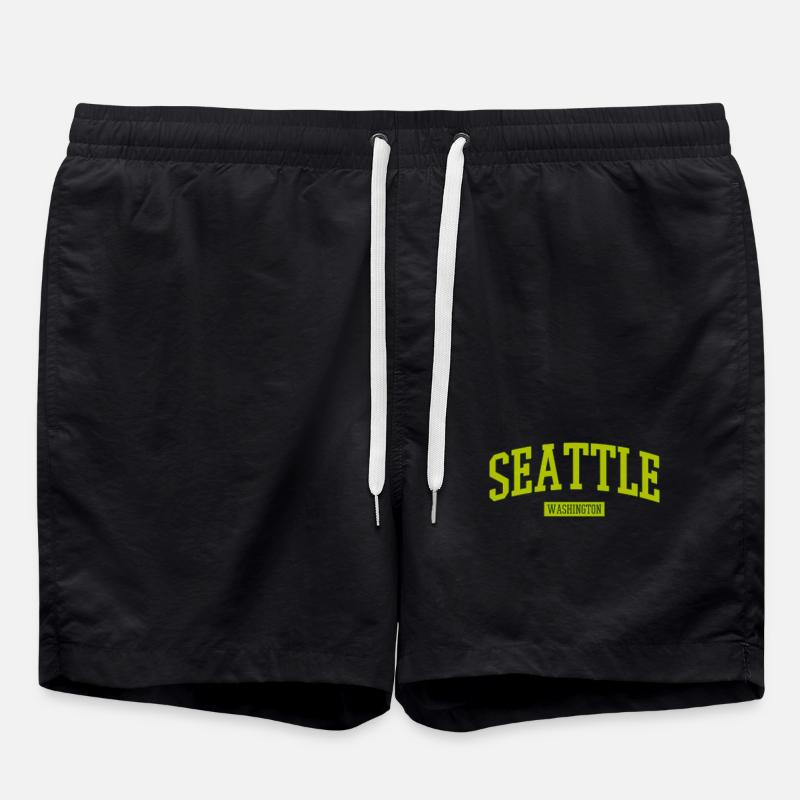 Seattle Washington Lettering - Swim Trunks - black