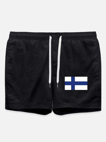 Finland National Flag - Swim Trunks - black