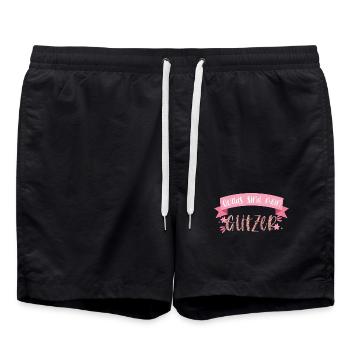 Quad Quadfahrerin Offroad Glitzer Geschenk - Badeshorts - Schwarz - Vorne - AI Model Male 185 light (185cm)