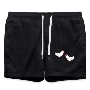 Poulet blanc, poulets blancs, poules, éleveurs de cadeaux - Short de bain - noir - Devant - AI Model Male 185 light (185cm)