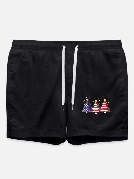 Arbres de Noël Amérique Drapeau des États-Unis - Short de bain - noir