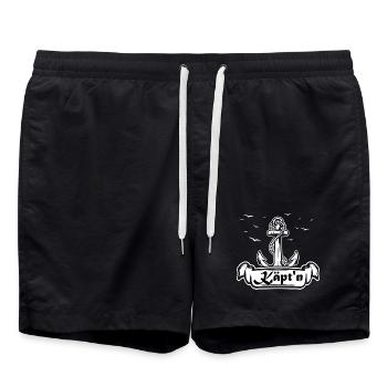 Captain Anchor Seafaring Logo - Swim Trunks - black - Front - AI Model Male 185 light (185cm)