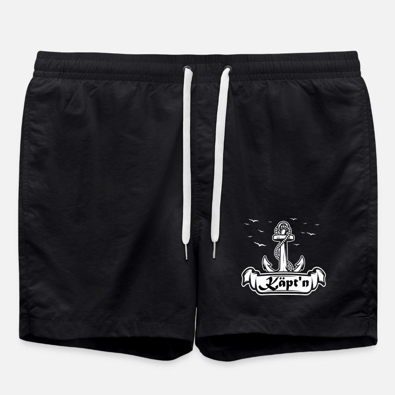 Käpt'n Anker Seefahrt Logo - Badeshorts - Schwarz