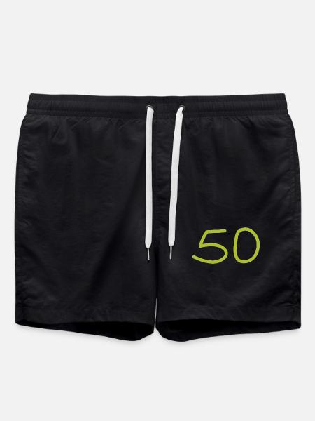 50th birthday fifty number green - Swim Trunks - black