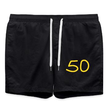 50e anniversaire cinquante numéro jaune - Short de bain - noir - Devant - AI Model Male 185 light (185cm)