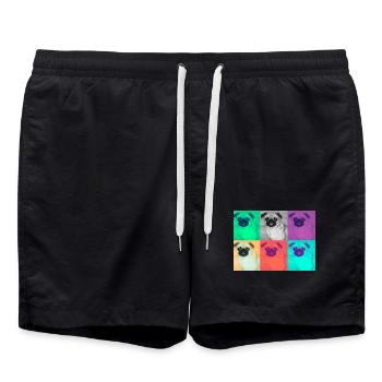 Pop Art Hund Design - Badeshorts - Schwarz - Vorne - AI Model Male 185 light (185cm)