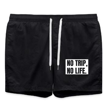 no trip, no life, voyage, voyager, tour du monde - Short de bain - noir - Devant - AI Model Male 185 light (185cm)