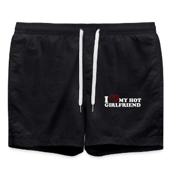 I Love My Hot Girlfriend Design - Badeshorts - Schwarz - Vorne - AI Model Male 185 light (185cm)