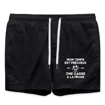 pêche, canne à pêche, pêcheur - Short de bain - noir - Devant - AI Model Male 185 light (185cm)
