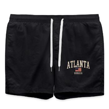 Atlanta Georgia Retro Flag Tee - Badeshorts - Schwarz - Vorne - AI Model Male 185 light (185cm)