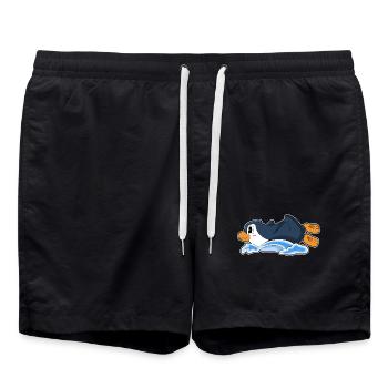Lustiger Pinguin  - Badeshorts - Schwarz - Vorne - AI Model Male 185 light (185cm)