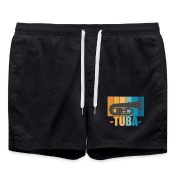 Tuba Vintage Musiker Instrument Geschenk - Badeshorts - Schwarz - Vorne - AI Model Male 185 light (185cm)