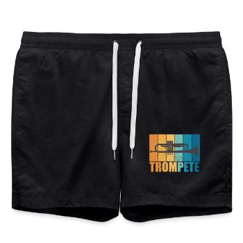 Trompete Vintage Musiker Instrument Geschenk - Badeshorts - Schwarz - Vorne - AI Model Male 185 light (185cm)
