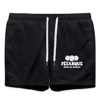 3 Boulekugeln für Bouler Boulekugel Petanque Boule - Badeshorts - Schwarz - Vorne - AI Model Male 185 light (185cm)