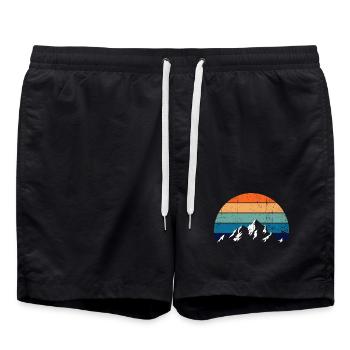 Gradient rétro du coucher de soleil de la montagne - Short de bain - noir - Devant - AI Model Male 185 light (185cm)
