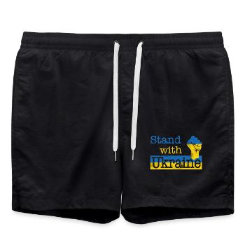 Soutenez l’Ukraine ! bleu jaune - Short de bain - noir - Devant - AI Model Male 185 light (185cm)