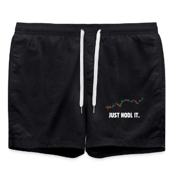 Just hold it bitcoin - Short de bain - noir - Devant - AI Model Male 185 light (185cm)