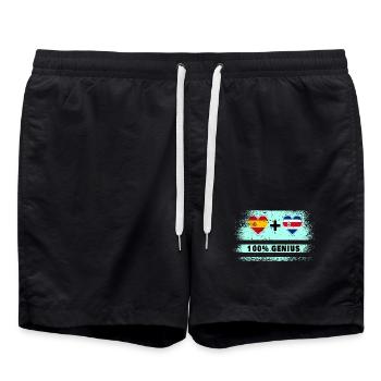 Spanien und Costa Rica Flagge 100% genial - Badeshorts - Schwarz - Vorne - AI Model Male 185 light (185cm)
