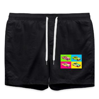 Taxi Pop Art Vier-Farben - Badeshorts - Schwarz - Vorne - AI Model Male 185 light (185cm)