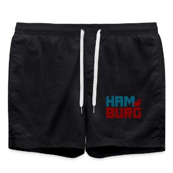 Hamburg Fan Möwe Quote Hansestadt Nordsee - Badeshorts - Schwarz - Vorne - AI Model Male 185 light (185cm)