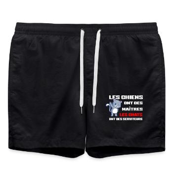 Chats Serviteurs et Chiens Maîtres - Short de bain - noir - Devant - AI Model Male 185 light (185cm)