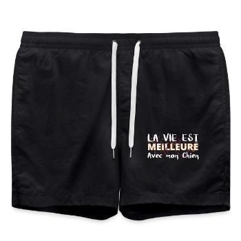 La Vie Est Meilleure Avec Mon Chien - Short de bain - noir - Devant - AI Model Male 185 light (185cm)