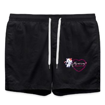 Mon chat est mon Valentin - Short de bain - noir - Devant - AI Model Male 185 light (185cm)