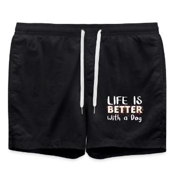 Das Leben mit einem Hund ist besser - Badeshorts - Schwarz - Vorne - AI Model Male 185 light (185cm)