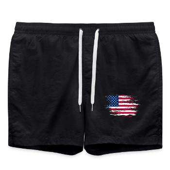 Drapeau des États-Unis utilisé - Short de bain - noir - Devant - AI Model Male 185 light (185cm)