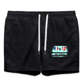 Drapeau France et Danemark 100% génial - Short de bain - noir - Devant - AI Model Male 185 light (185cm)