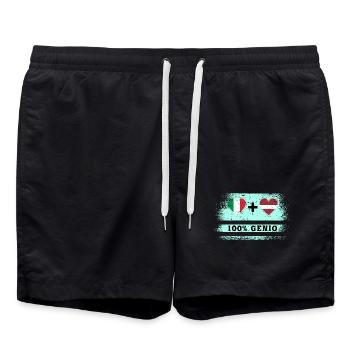 Italien und Lettland 100% geniale Flagge - Badeshorts - Schwarz - Vorne - AI Model Male 185 light (185cm)
