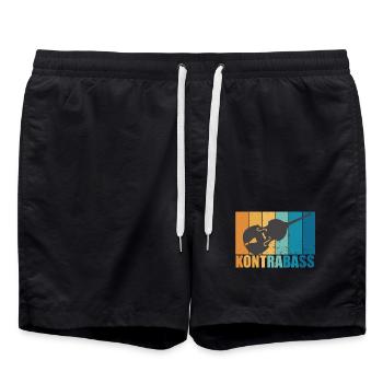 Kontrabass Vintage Instrument Musiker Geschenk - Badeshorts - Schwarz - Vorne - AI Model Male 185 light (185cm)