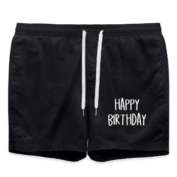 Happy Birthday - Geburtstag - Badeshorts - Schwarz - Vorne - AI Model Male 185 light (185cm)