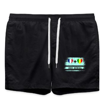 Drapeau France et Mali 100% génial - Short de bain - noir - Devant - AI Model Male 185 light (185cm)