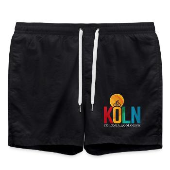 Köln Fahrradsonne Logo - Badeshorts - Schwarz - Vorne - AI Model Male 185 light (185cm)