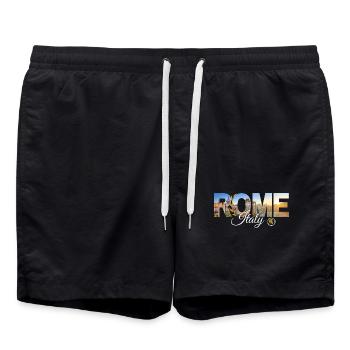 Rom, Italien, Skyline-Sonnenstrahl-Kunstwerke - Badeshorts - Schwarz - Vorne - AI Model Male 185 light (185cm)