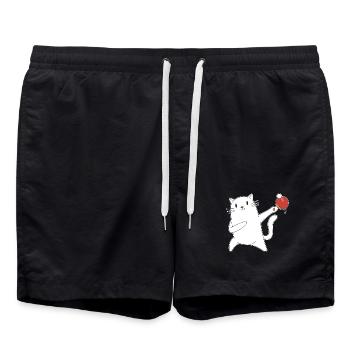 Table Tennis Katze Pingpong Outfit Cat Tischtennis - Short de bain - noir - Devant - AI Model Male 185 light (185cm)