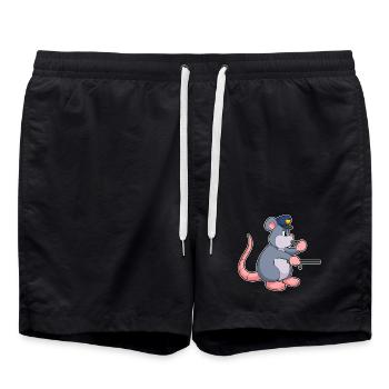 Ratte Polizist Schlagstock Polizei - Badeshorts - Schwarz - Vorne - AI Model Male 185 light (185cm)