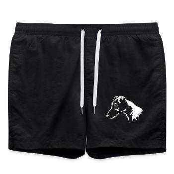 Foxterrier Kopf "Black Edition" - Badeshorts - Schwarz - Vorne - AI Model Male 185 light (185cm)