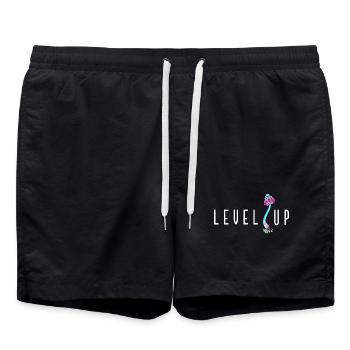 LEVEL UP Mushroom - Badeshorts - Schwarz - Vorne - AI Model Male 185 light (185cm)