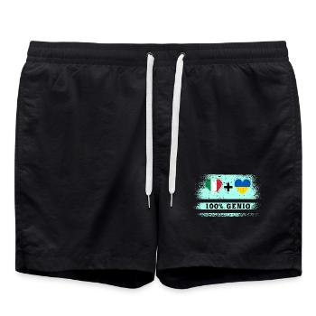Italy and Ukraine 100% genius flag - Swim Trunks - black - Front - AI Model Male 185 light (185cm)