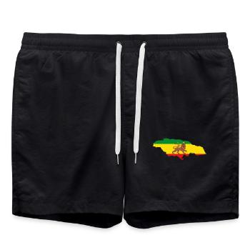 Lion de Juda Jamaïque Rasta Flag Carte de la Jamaïque - Short de bain - noir - Devant - AI Model Male 185 light (185cm)